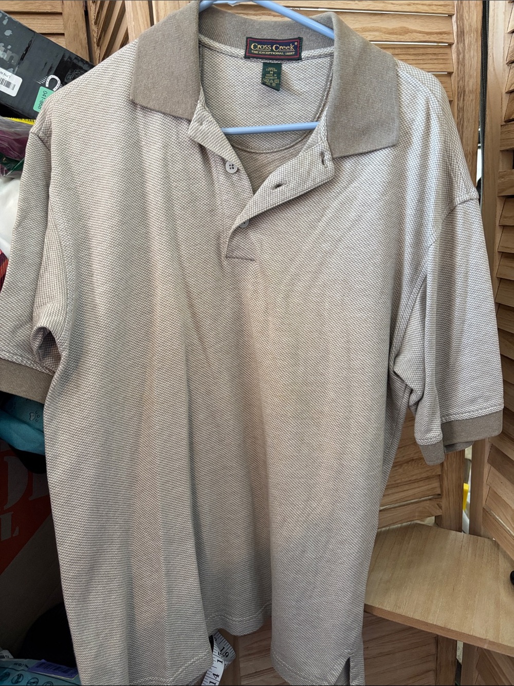 Men’s Cross Creek Beige Polo Shirt Medium